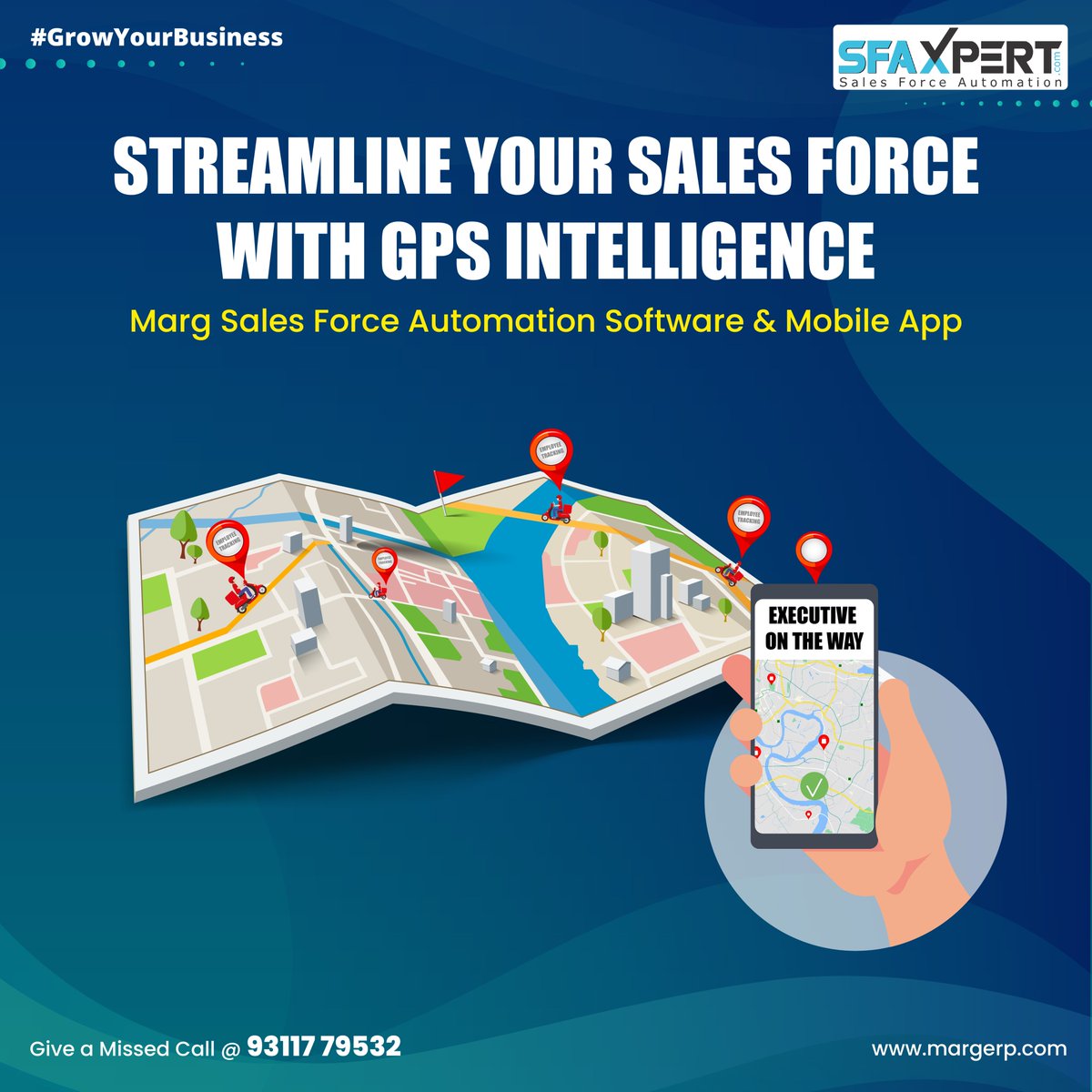 Track your sales force via GPS in real-time. Stay updated and grow your business with speed.

Get Marg SFAXpert today!
📞For Free Demo call us at 9311779532

#Marg #MargERP #MargGroup #SFAXpert #GrowYourBusiness #FieldForceReportingSoftware #MRReportingSoftware