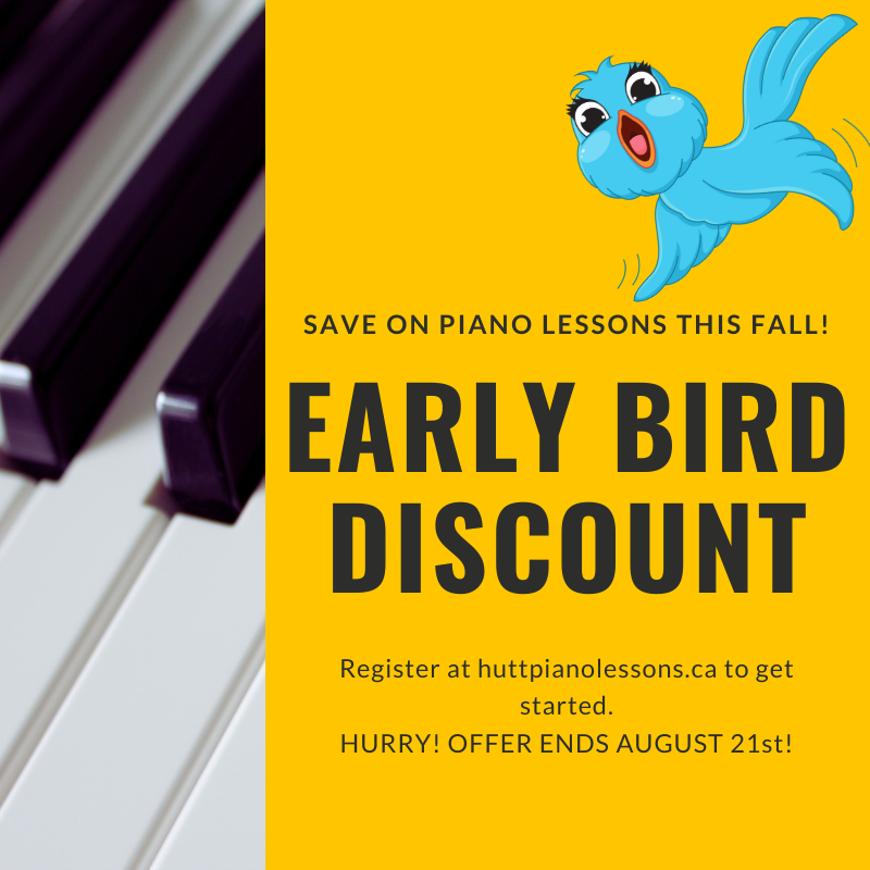 Hurry and save on your piano lessons this fall! Contact us to learn more!
 #piano #pianomusic #pianocover #earlybird #earlybirdspecial #save #discounts #discountcode #discountsale #discountoffer #EarlyBirdPromotion #earlybirdgetstheworm #pianolessons #pianolessonsonline #markham