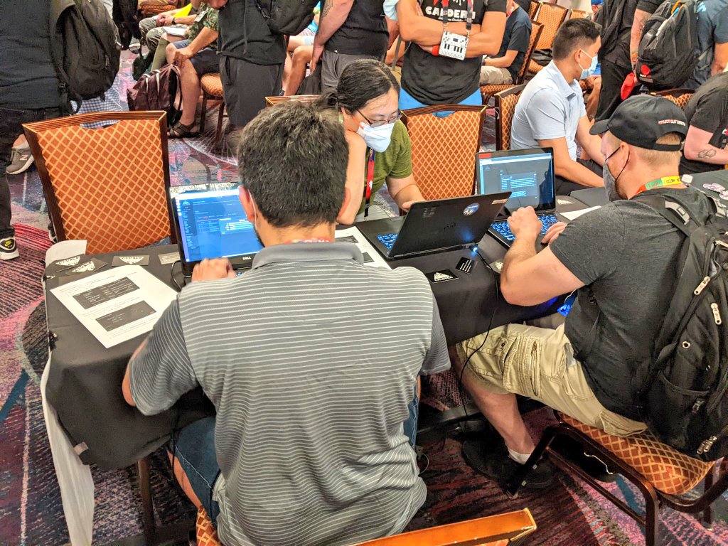 AdversaryVillag's tweet image. Adversary Simulator Booth is in full swing!
Adversary Village at @DEFCON 30
@MITREengenuity @MITREcorp 
#AdversaryVillage #DEFCON
