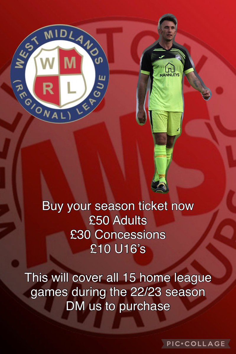 For the first time ever The Ams are giving you the opportunity to purchase a season ticket. In these tough time we are giving you 5 games for free when you purchase up front.Why not save yourself some money whilst supporting Grassroots #forthefans #supportgrassroots #uptheams🔴⚪️