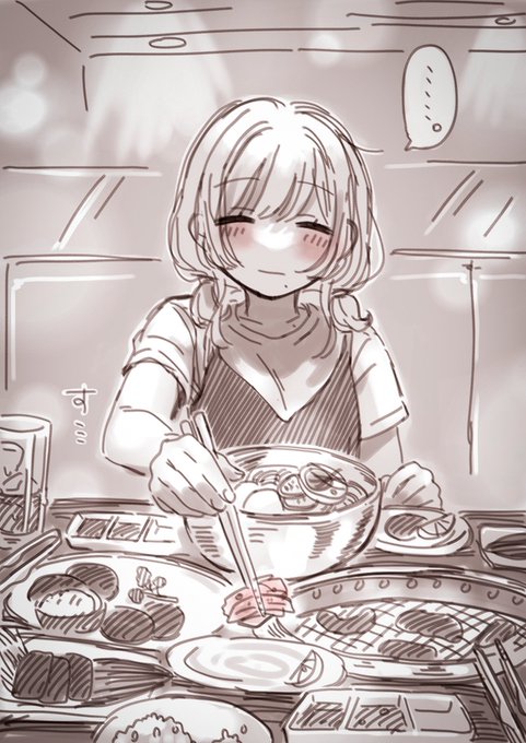 人の皿に勝手に冷麺のキムチを乗せるとりにくちゃん 