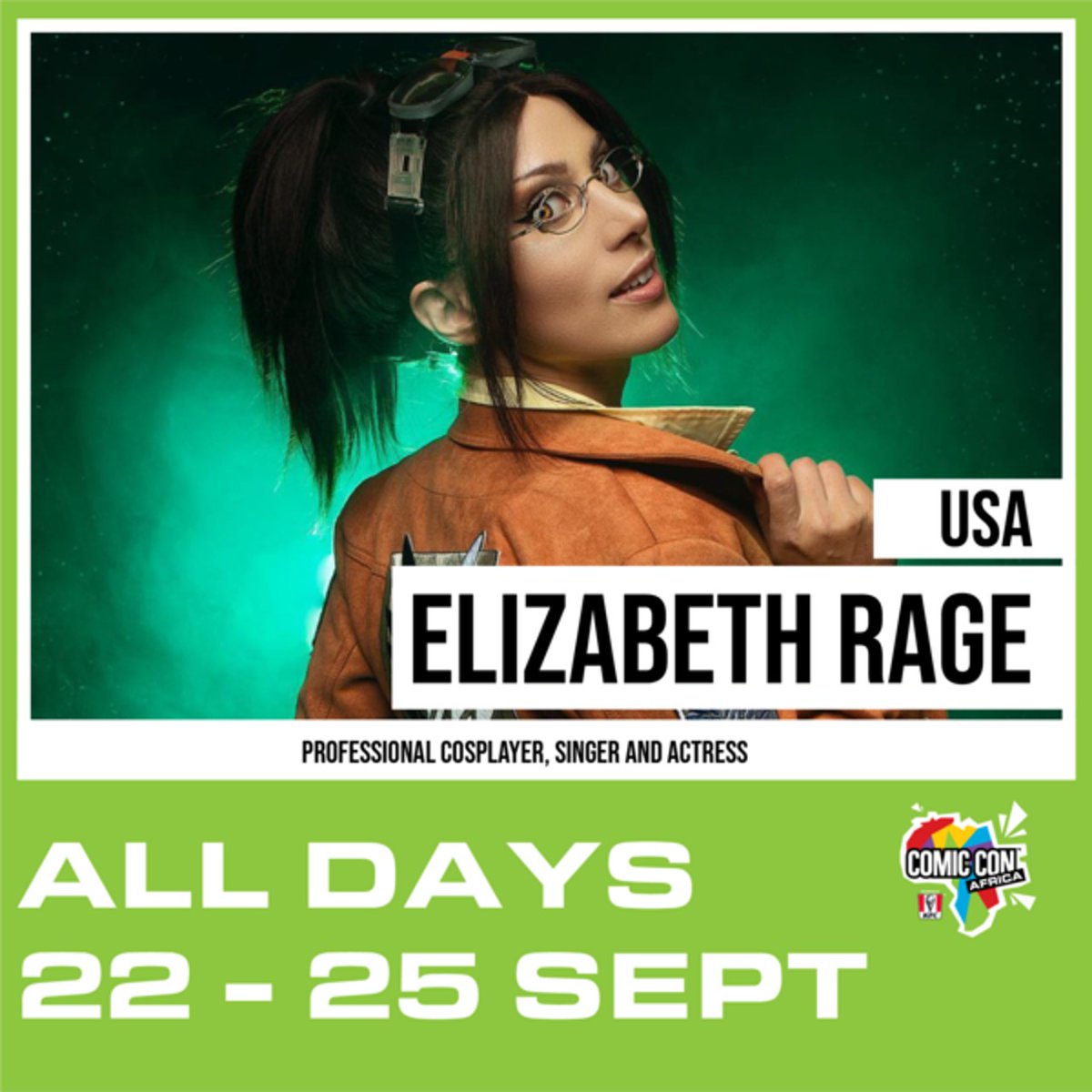 Comic Con Africa (@comicconafrica) on Twitter photo HERE WE GOOO! Another exciting announcement 🥳 Professional cosplayer and costume designer <a href="/elizabeth_rage/">Elizabeth Rage</a> is coming to South Africa for #ComicConAfrica 2022
Come see her this September on ALL DAYS. HERE WE GOOO! Another exciting announcement 🥳 Professional cosplayer and costume designer <a href="/elizabeth_rage/">Elizabeth Rage</a> is coming to South Africa for #ComicConAfrica 2022
Come see her this September on ALL DAYS.