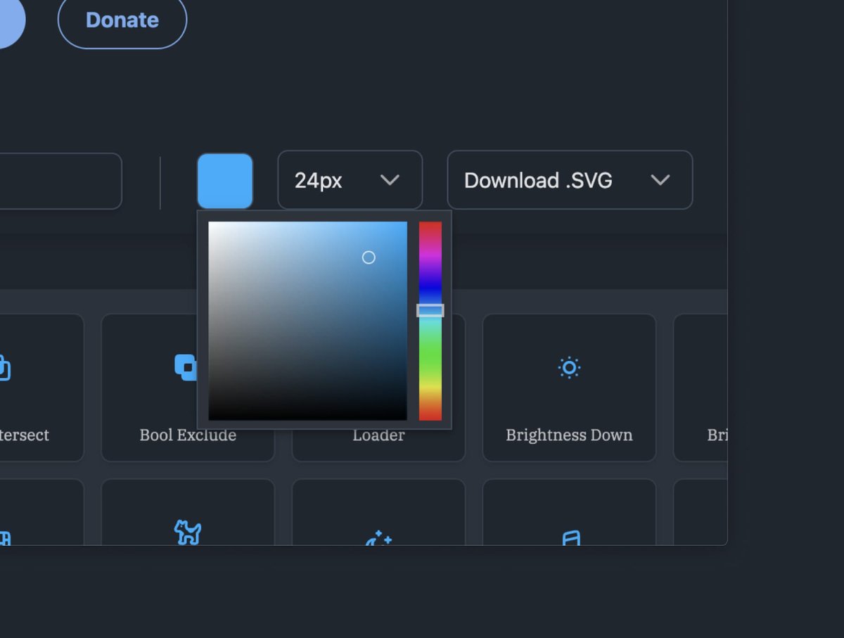 icon_brew's tweet photo. 🤦 I almost forgot to mention it, but…

a couple of weeks ago, I updated https://t.co/46nl1ynykp so that you can:

🎨 Preview the icons in a different colour
✂️ Copy an icon as an SVG instead of downloading it https://t.co/XtlLi5C6du