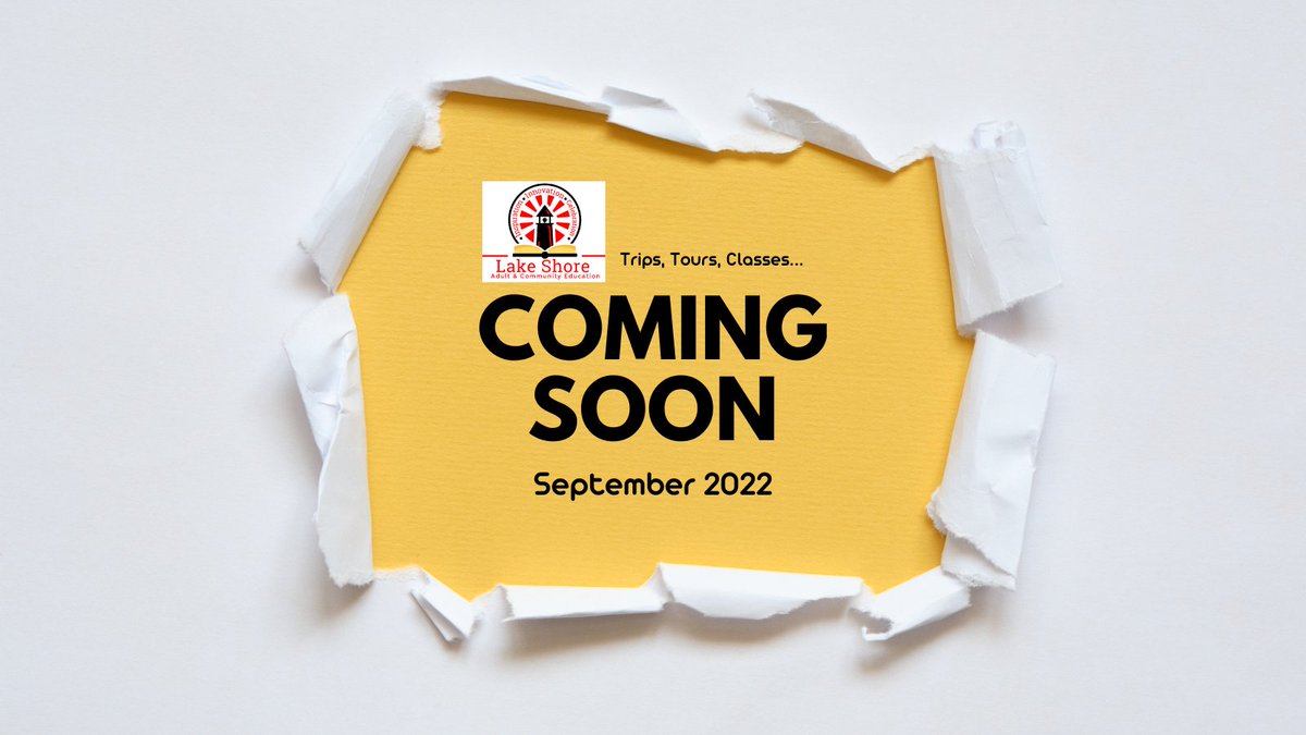 LakeShoreACE's tweet photo. We are excited to announce that @LakeShoreACE will be offering a full schedule of Trips &amp; Tours and Youth &amp; Adult Enrichment Classes this fall!  Watch your mailbox &amp; our website for a link to our NEW online course offering &amp; registration process coming soon. #myLSPS https://t.co/sUclOHuXlD