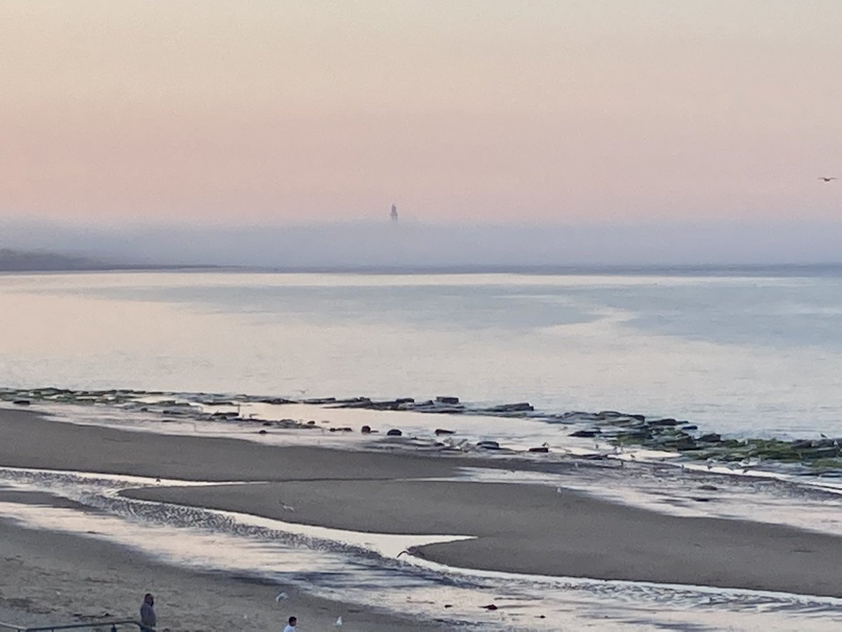 Sea fret engulfing St Mary’s lighthouse (view from Spanish City) #whitleybay #stmaryslighthouse