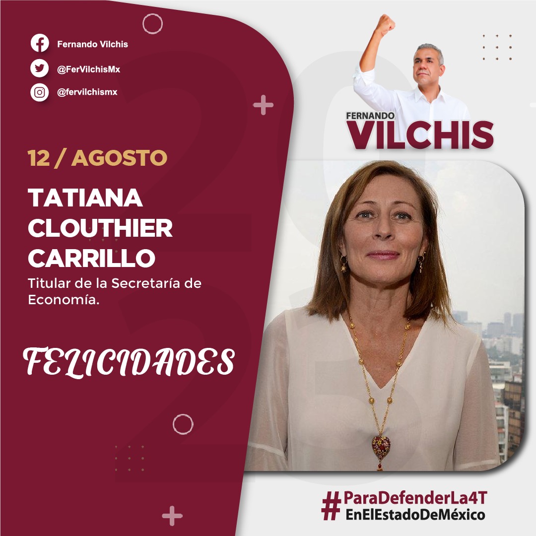 FerVilchisMx's tweet photo. #Felicidades | Estimada @tatclouthier, te envío un fuerte abrazo y mis mejores deseos por un año más de logros. Que siempre sigas luchando, como hasta ahora, por los ideales que nos unen en la #4T. ¡Feliz cumpleaños! 🎂 https://t.co/ZmVQJjqUOe
