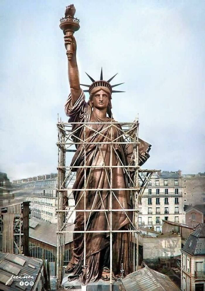 The Statue Of Liberty in its original color- Paris, France - 1886 (Before It Was Transported To America)