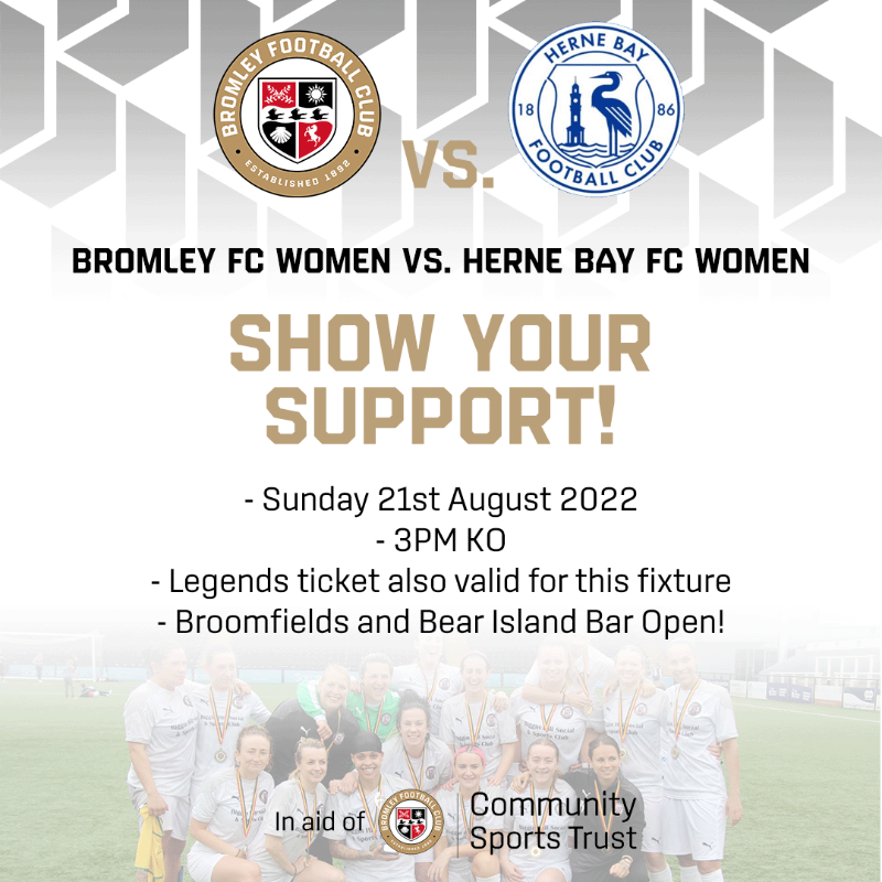 bromleyfc's tweet photo. Legends game ✅
Bromley Women season opener ✅
All for just £5 (all donations go to our @bromleyfctrust)
Come down to Hayes Lane next Sunday for an afternoon of football ⚽️
#WeAreBromley