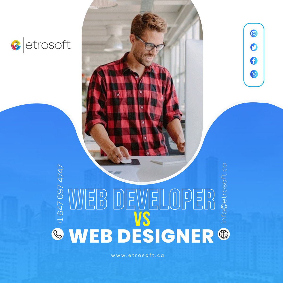 Etrosoft's tweet photo. What are the key distinctions between a web designer and a web developer?
Let's look at it! Are there any further differences that come to mind? 
Are you trying to find a web designer or developer?
Visit: https://t.co/kkuQoUtB5u
📩 info@etrosoft.ca
📞 +1 647 697 4747 https://t.co/V7BbprY1JI