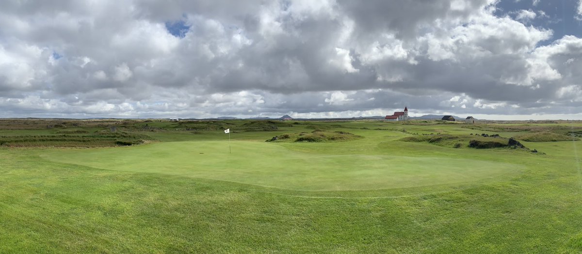 Vatnsleysuströnd is one of Iceland’s 62 golf clubs having their land carbon status quantified through the #CarbonPar project. Here is a look back up the 7th hole, with Mt. Keilir and #Kálfatjarnarkirkja church in the background. Read more on Carbon Par at carbonpar.org
