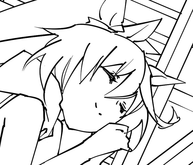 今月のテイオーイラストはビーチのテイオー。まだ線画段階です・・・いろいろ重なってしまって遅れに遅れてます。ごめんなさい。でもテイオーとダスカをおもしろかわいく描けてるので楽しい。 