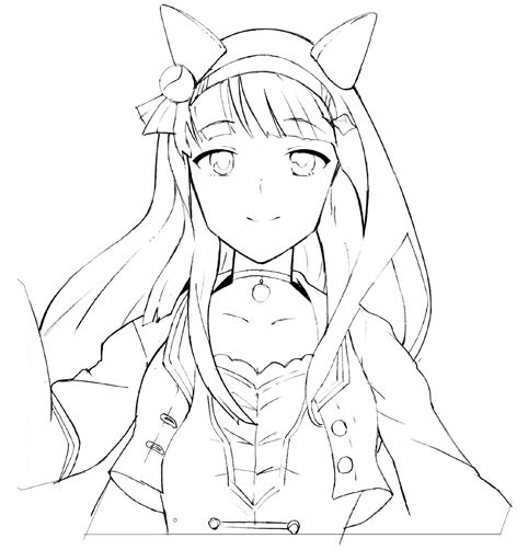 がんばって線画まで描いた第一話ライブシーンでのスズカサン。でもどう配置しても一枚の中に入りきらなかったので、ボツです!上げません! https://t.co/Xg4yMSgvc1 