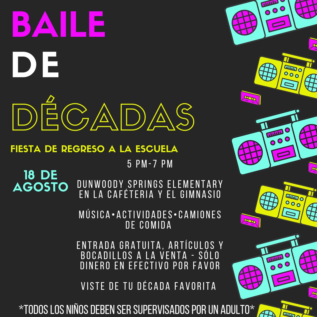 DSES Dolphins, get dressed in your favorite decade attire &amp; join us for our Back-to-School Bash -- Dance of the Decades! Meet us on the dance floor on Thurs., Aug. 18 from 5 p.m. to 7 p.m. We'll have food, activities, a chance to join our PTO, and more! See the flyers for deets!