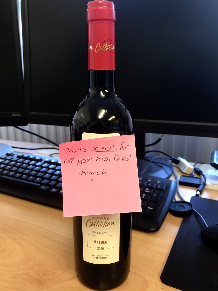 Arrived at work to find this on my desk, from an appreciative colleague. Made my day!