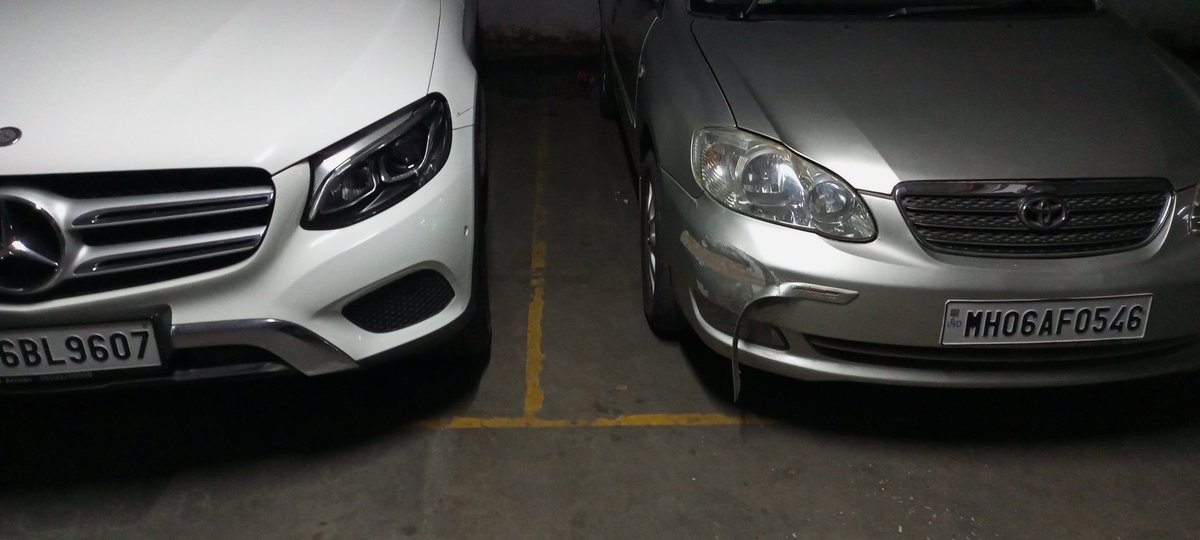 hvnk's tweet photo. @sifydotcom disgraceful behavior by your senior staff at the sify guesthouse in #atsgreensvillage bashing my car and leaving for Mumbai while the workers at the guest house in flat 42 claim to not have the contact number of the Mercedes owner in tower p3 https://t.co/YLSfAY7CRD