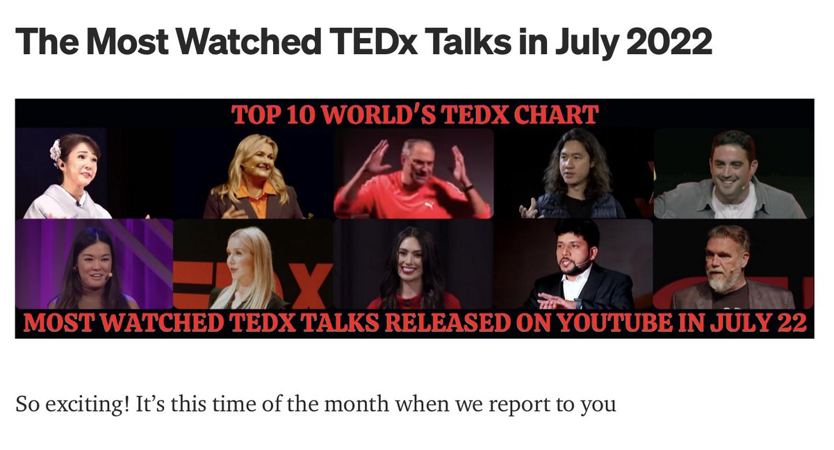 My <a href="/TEDx/">TEDx</a> talk, Love is Not a Business Deal, ranked #8 in the WORLD for July 2022. Huge thanks to <a href="/UCC/">UCC Ireland</a> for hosting me in Ireland!! 😍🥳