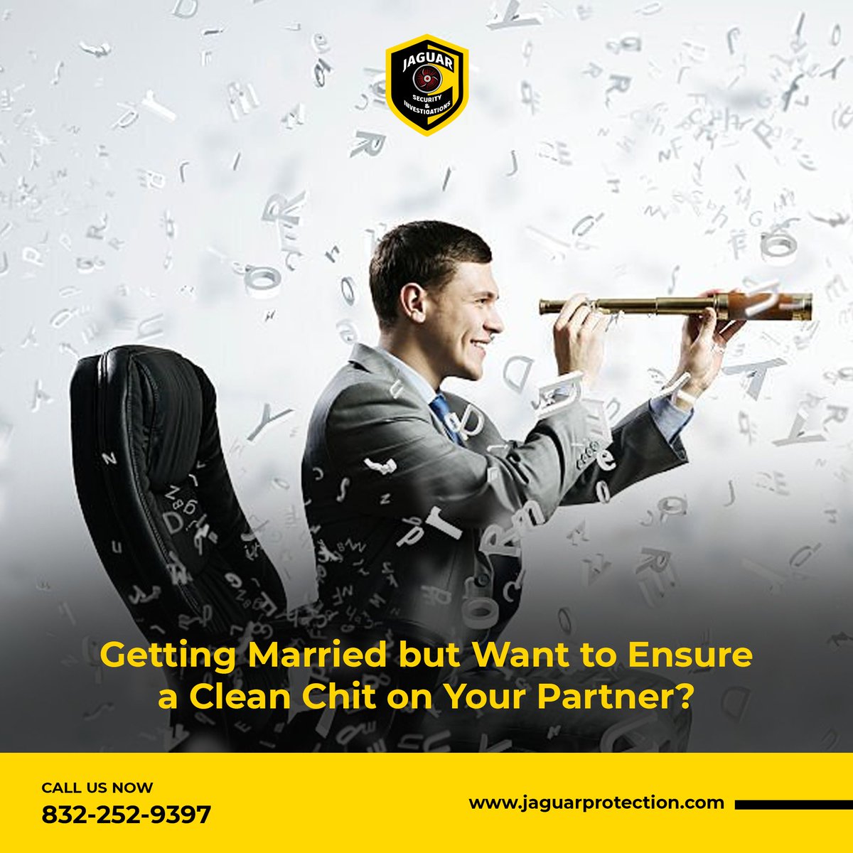 We help you get that or cross-check your partner to ensure your safety.

To get a quote please connect here: jaguarprotection.com/contact-us/

#jaguarprotection #premaritalscreening