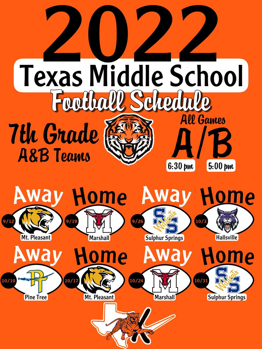 2022 7th Grade Football Schedules 
#PTK