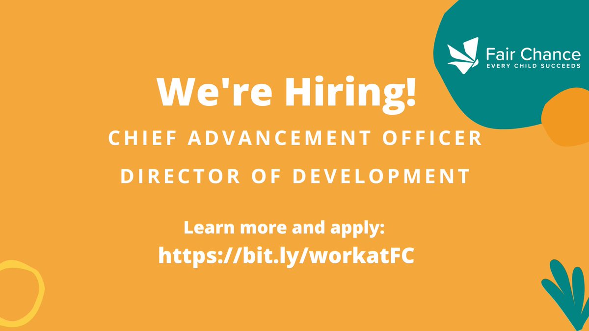 Fair Chance is hiring! Visit bit.ly/workatFC to learn more and apply.