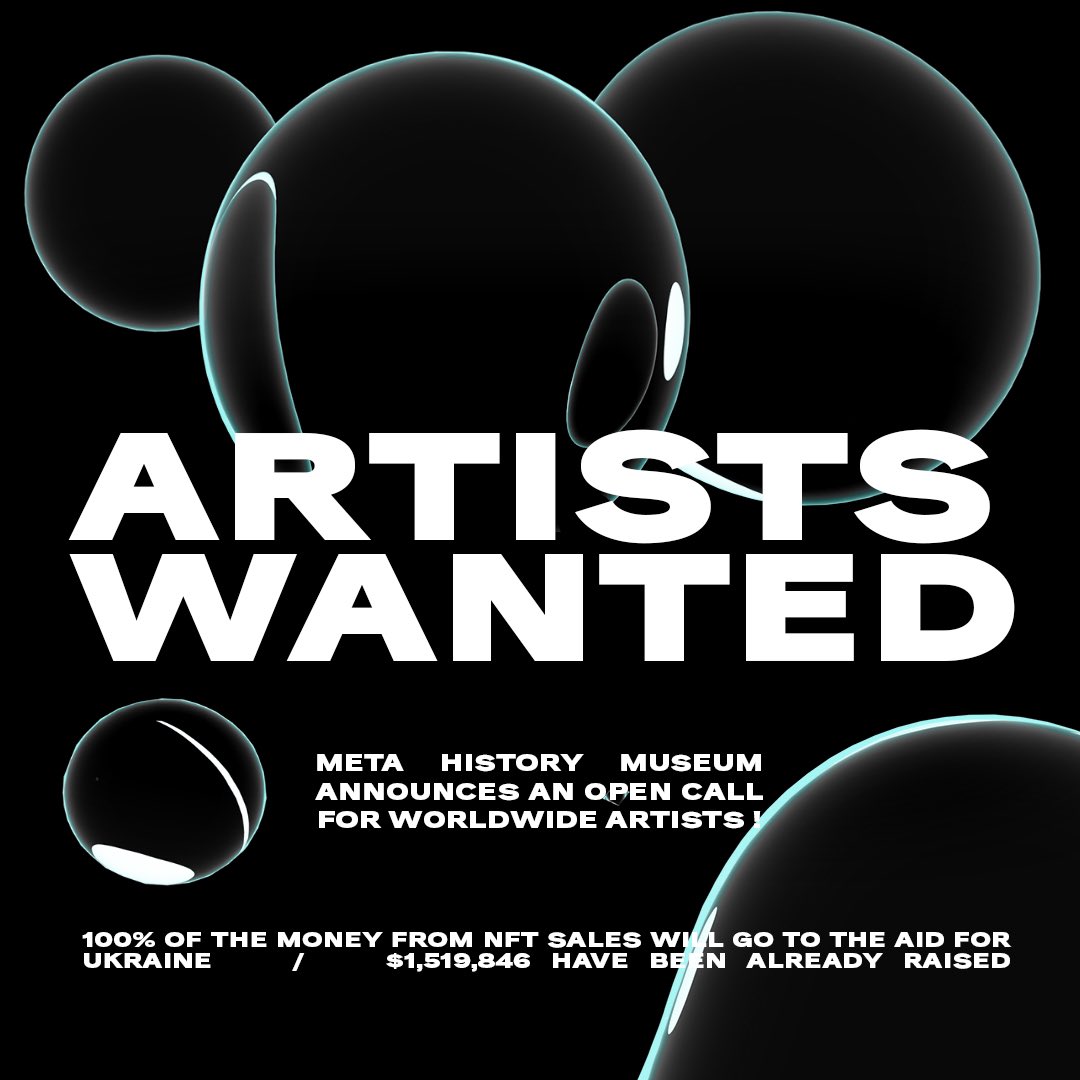 META HISTORY — the largest NFT-charitable project in Ukraine — announces an open call for artists! 

If you want to be a part of this story, dedicate some of your time and talent to our project -  join us!

Fill out the form to create artwork: bit.ly/3AdtfHP