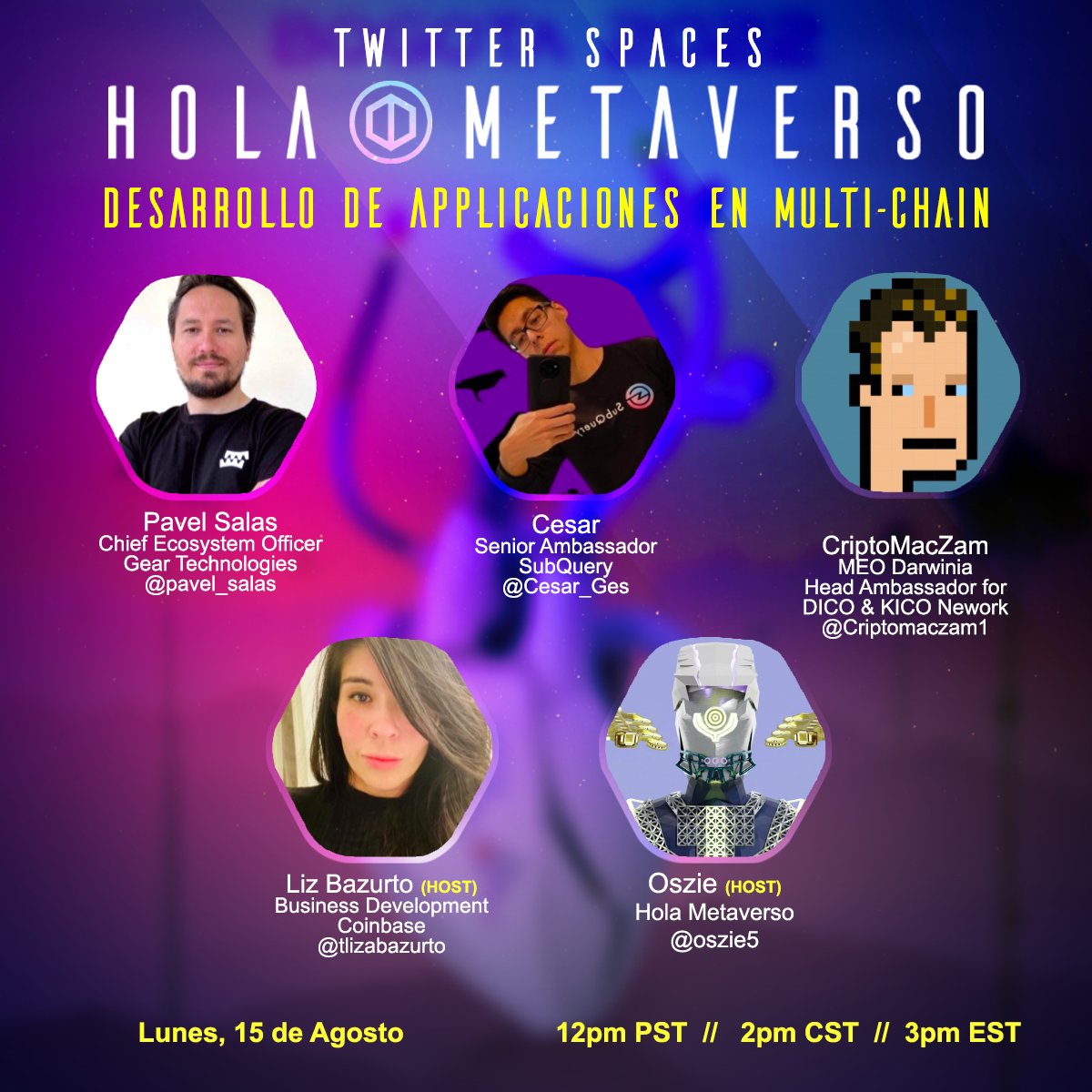Te interesa aprender sobre el desarrollo de aplicaciones en Web3?

Este Lunes nuestros amigos de <a href="/gear_techs/">Gear Technologies</a> <a href="/SubQueryNetwork/">SubQuery</a> y <a href="/DarwiniaNetwork/">Darwinia</a>  nos ayudaran a entender un poco mas sobre del

Desarrollo De Aplicaciones En Multi-Chain

Host: <a href="/lizbazurto/"></a> <a href="/oszie5/">oszie.eth Media & Event Director 🧑🏽‍💻</a>