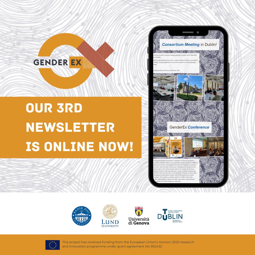 Our 3rd Newsletter is online now! 

GenderEX: Gender for Excellence in Research project continues at full speed with the conference, advice clinics, gender school, meetings.

🔗 sway.office.com/OX2ck8EcBeUVtl…

#GenderEX 
<a href="/lunduniversity/">Lund University</a> <a href="/UniGenova/">Università di Genova</a> <a href="/WeAreTUDublin/">TU Dublin / OT Baile Átha Cliath</a> <a href="/khasedutr/">Kadir Has Üniversitesi</a>