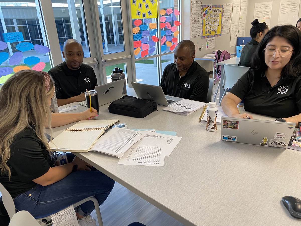 Day 1 - Teachers diving into standards and lesson cycles! Collaboration is essential for growth in ALL students! <a href="/vivianfieldms/">Vivian Field Middle School</a> #rowtheboat #9