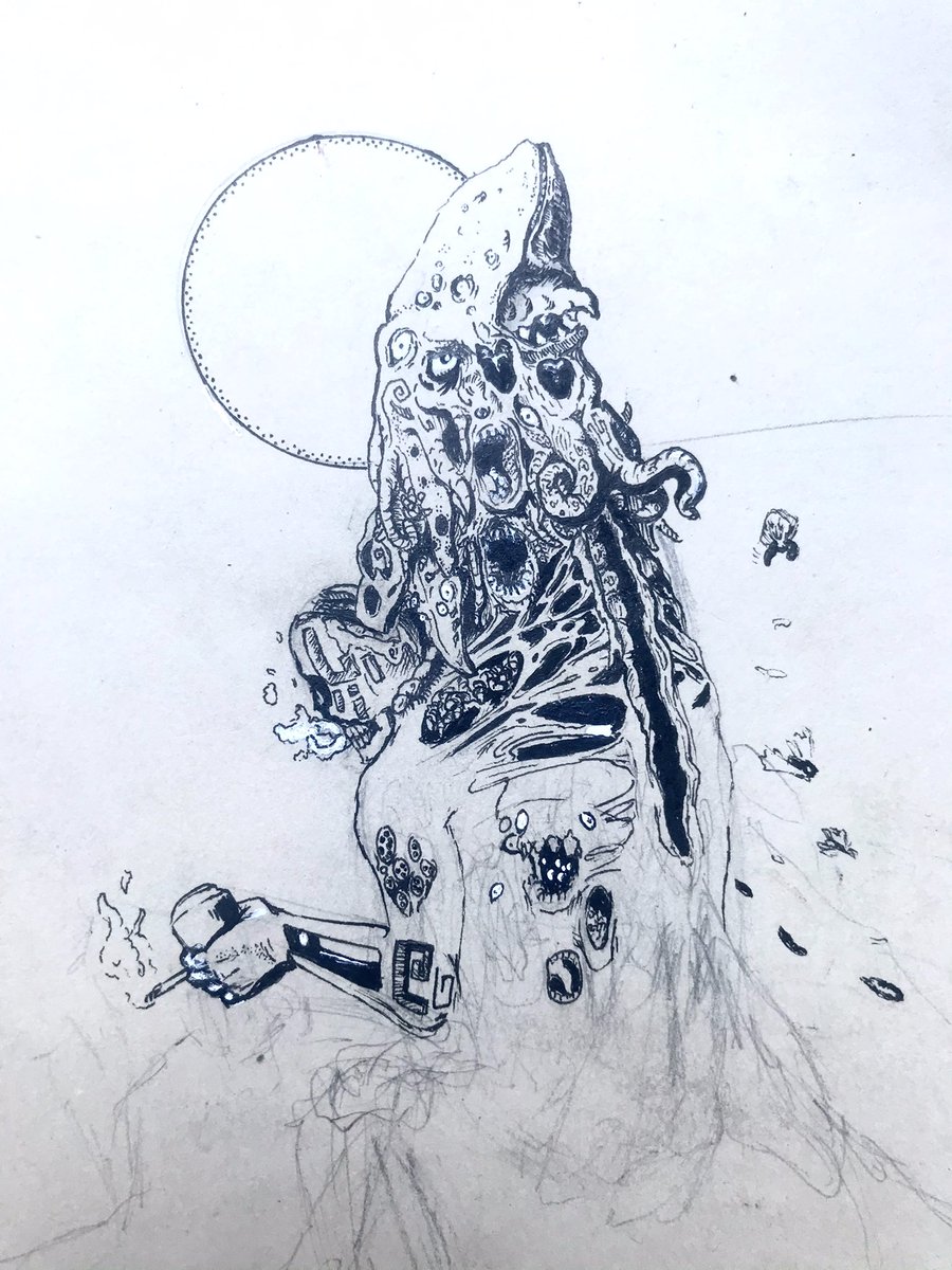 OrchardPunk's tweet photo. Hey I like making visceral B&amp;W ink art, but post it less often than Halley’s Comet comes by - this pinned thread is where it’ll live 🐙 https://t.co/LqzyAihlvD