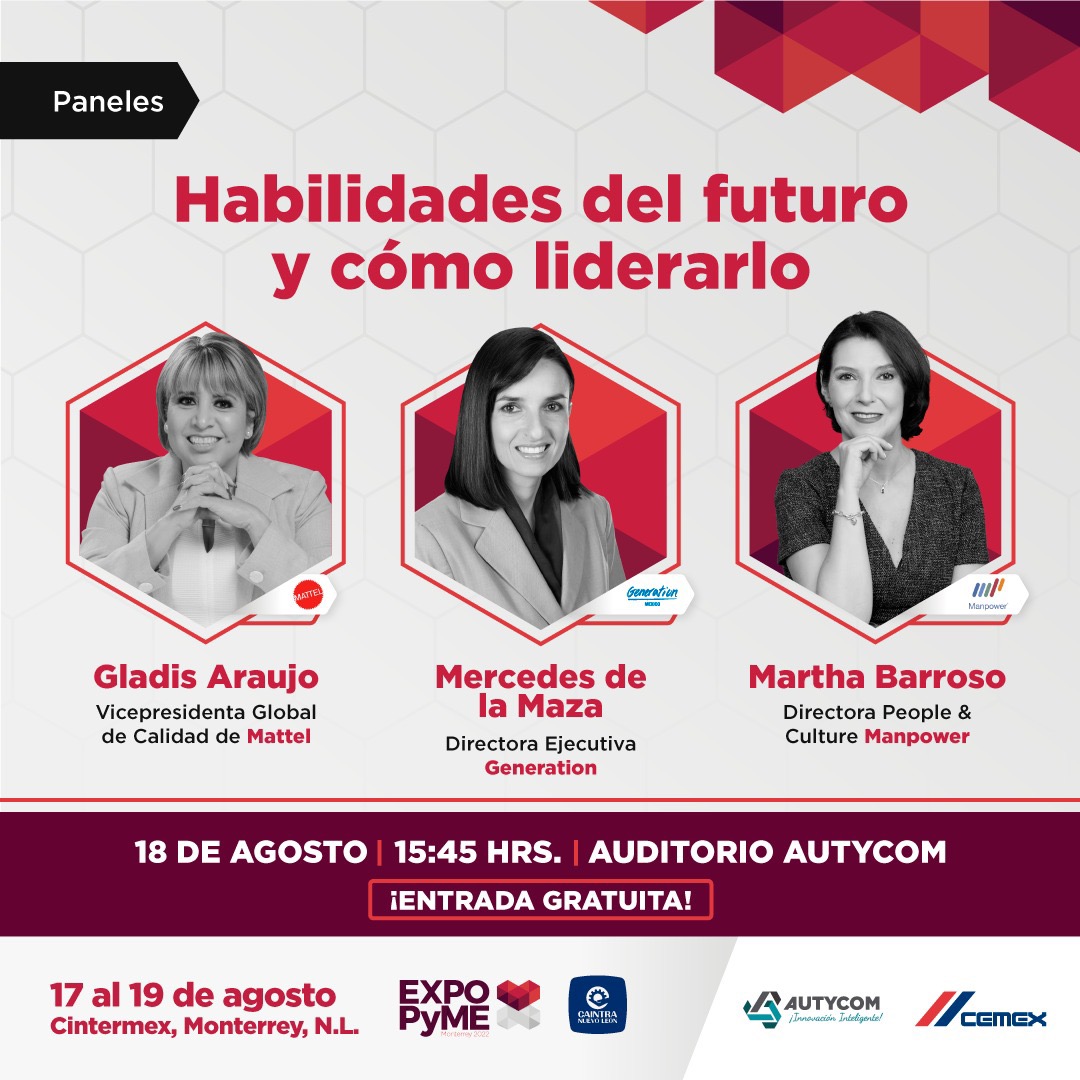 ManpowerMexico's tweet photo. Nuestra Directora Regional de People &amp; Culture, @MarthaBarrosoG, estará en #ExpoPyme2022

Sigue su participación en el Panel: Habilidades del Futuro. Jueves 18 de agosto, 15:45 horas. Regístrate 👉 ​https://t.co/63WO7iBmjq

#WePowerTheFutureOfWork #ManpowerGroupMX #ManpowerMéxico https://t.co/gmJuu3IVYp