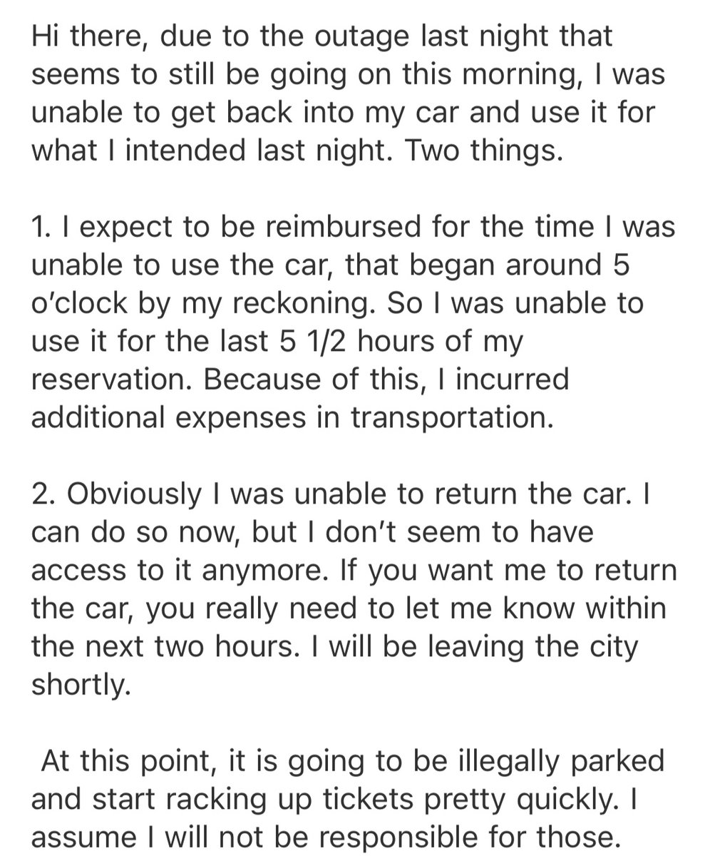 MichaelCK's tweet photo. @Zipcar There seems to be no way for me to contact you, no one picks up when I call. There is no email address that I can find. So here’s the best I can do. https://t.co/mEVPFc92sP