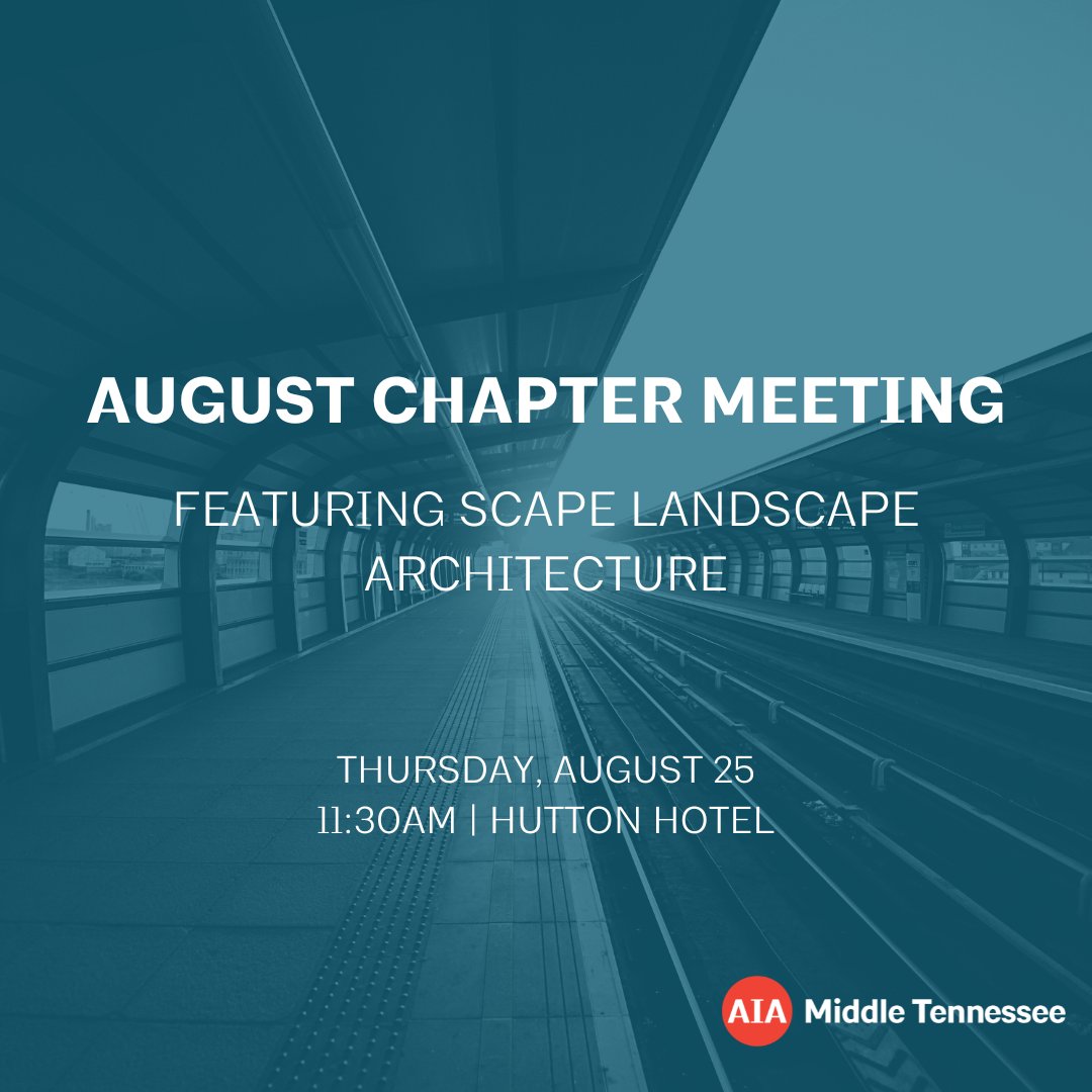 Join us for our August Chapter Meeting join us as SCAPE's Technical Principal John Donnelly, RLA, leads the discussion on technical innovation and forward-thinking strategies. Register at aiamidtn.org or by clicking the link in bio.