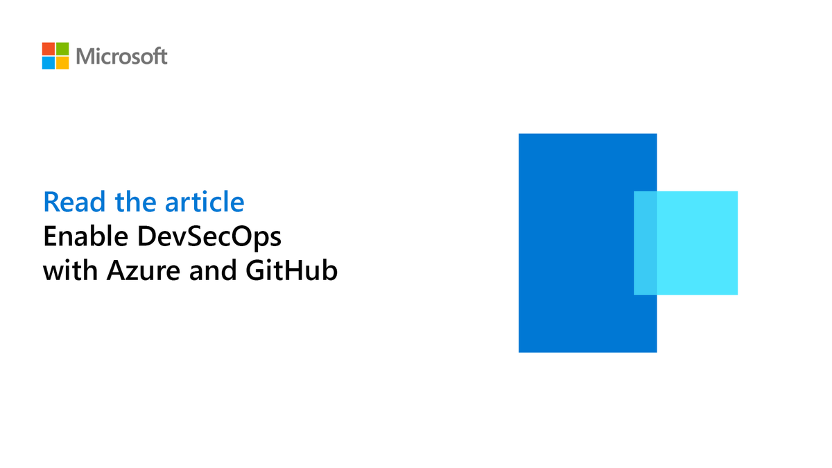 Secure your code with Azure and GitHub. Enable #DevSecOps by learning how to:
✔️ Plan with Azure Boards
✔️ Build with Azure Pipelines
✔️ Debug with Bridge to Kubernetes
✔️ Manage Azure Key Vault

Read the doc: msft.it/6016jRtge #MSDev
