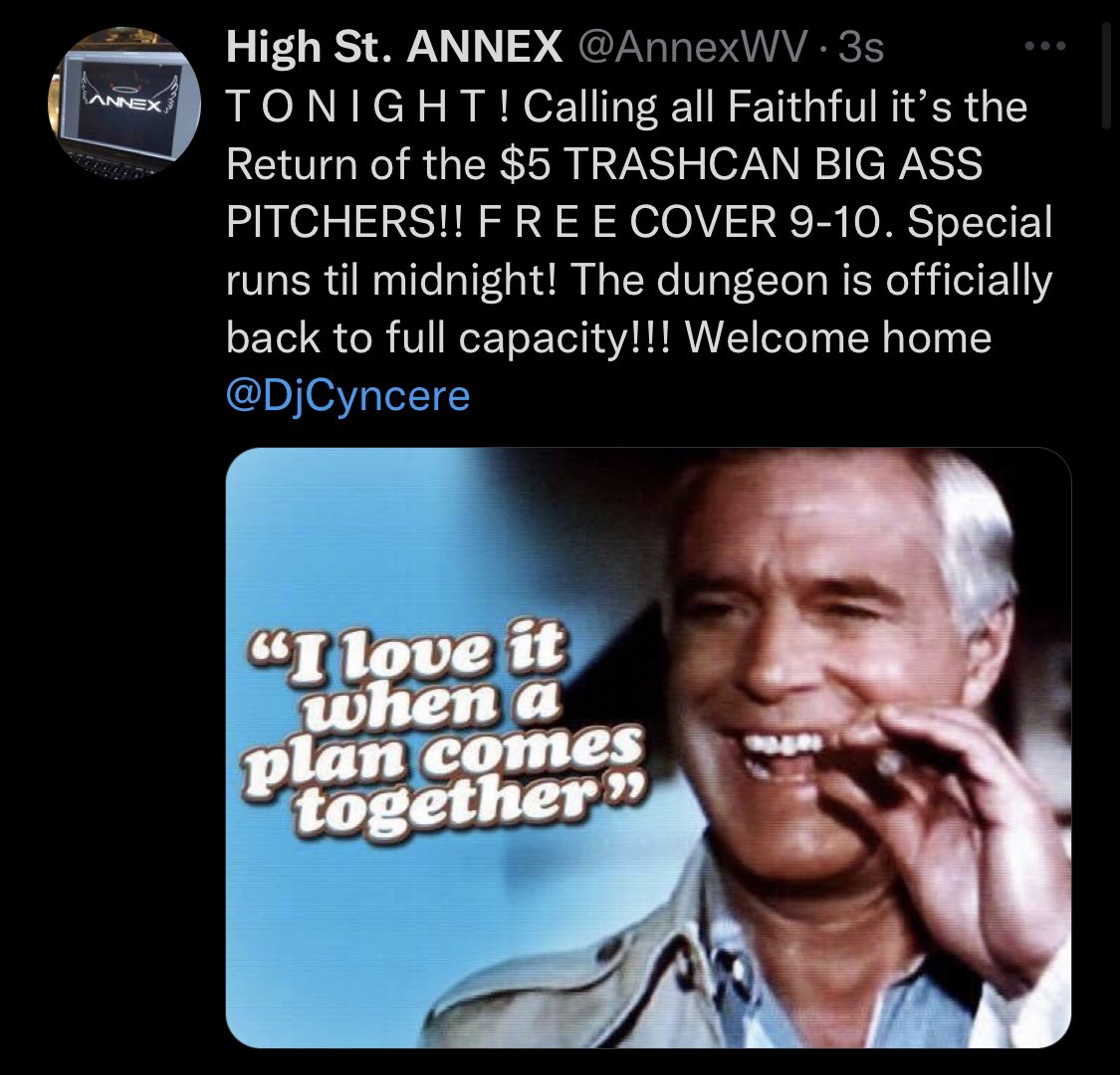 almostheavenbar's tweet photo. Welcome back https://t.co/OtY5tk6bxU