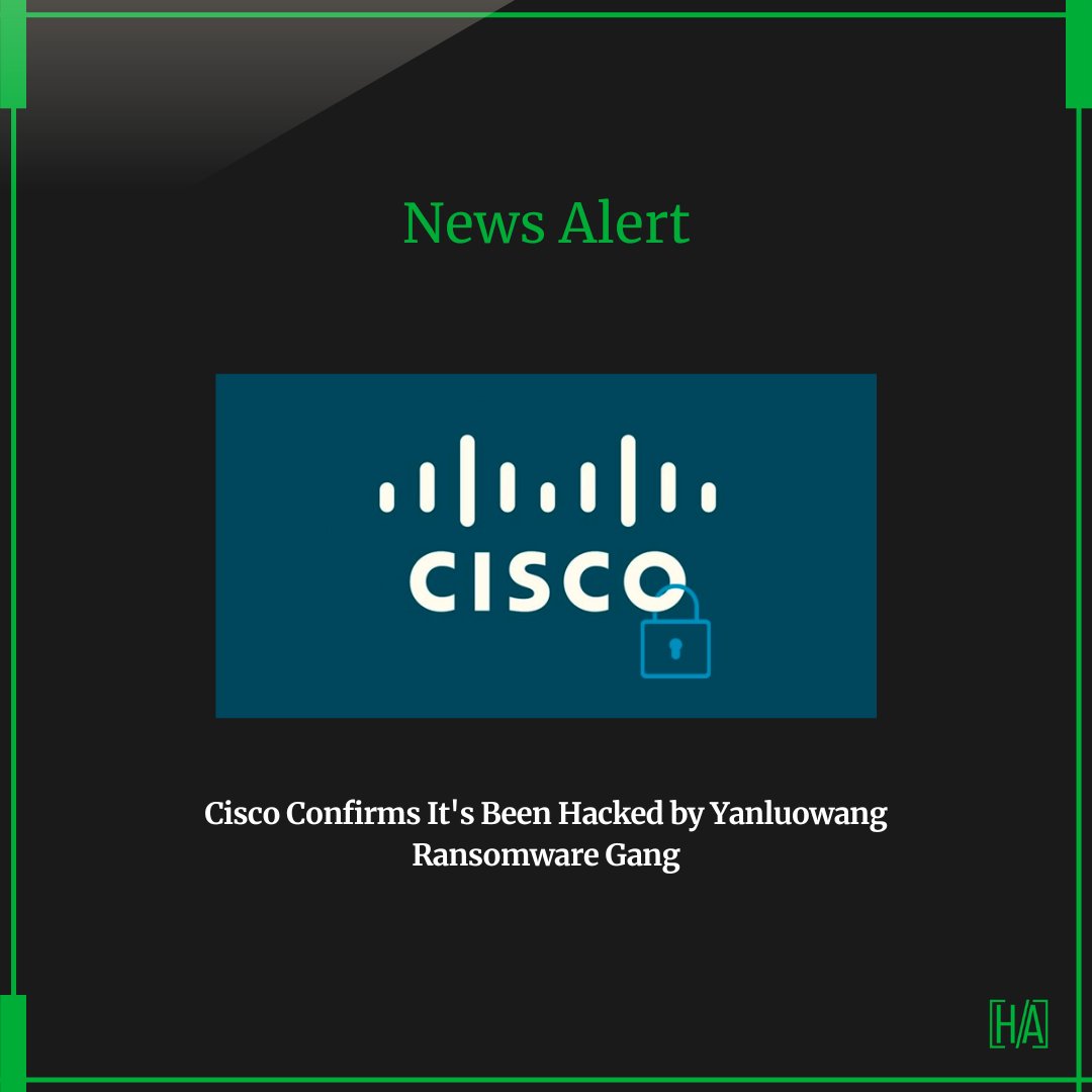 News Alert!

Cisco Confirms It's Been Hacked by Yanluowang Ransomware Gang 

Source: zcu.io/kExp 

#SecurityNews #infosec #hacking #hacker #india #uae #russia #usa