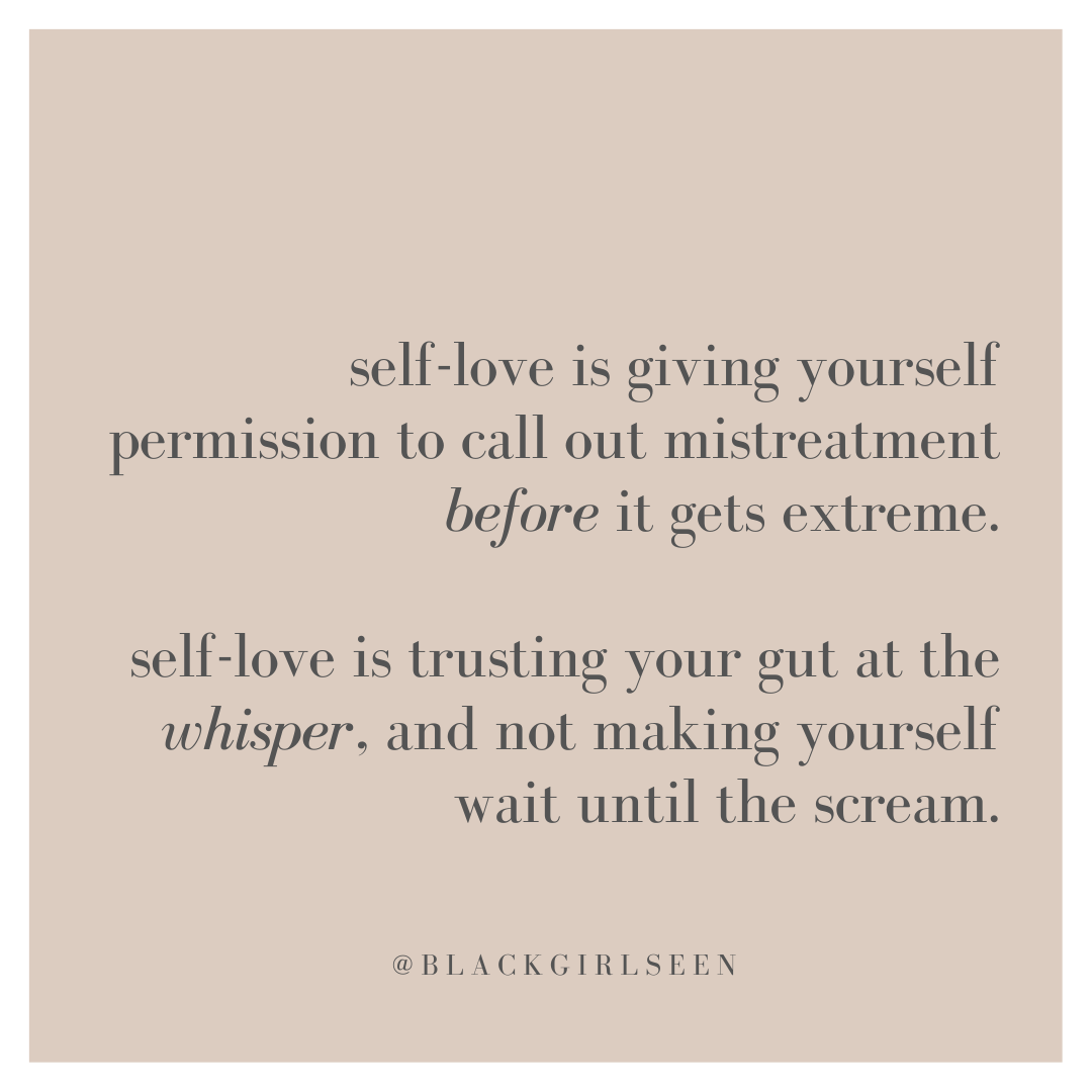 BlackGirlSeen's tweet photo. #faceitFriday | When we are in the practice of self-love, we speak up for ourselves from the start.
• • •
Affirm: I will learn to trust my whispers so I won't have to wait for my screams.

#blackgirlseen #therapyforblackgirls #blackwomenheal https://t.co/oEMSLmKjGm