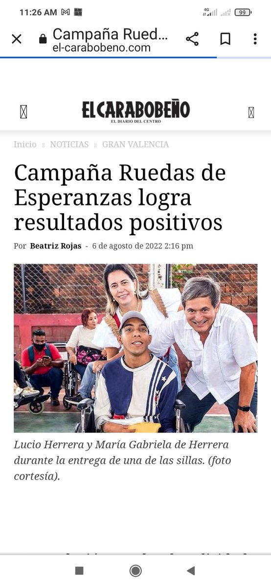 2HappyWheels's tweet photo. Gracias a @el_carabobeno por su apoyo en la difusión de los logros de nuestra campaña #RuedasDeEsperanza ♿❤️ Lee la entrevista aquí https://t.co/eb6fUO1vt7 https://t.co/qmqkMtVJib