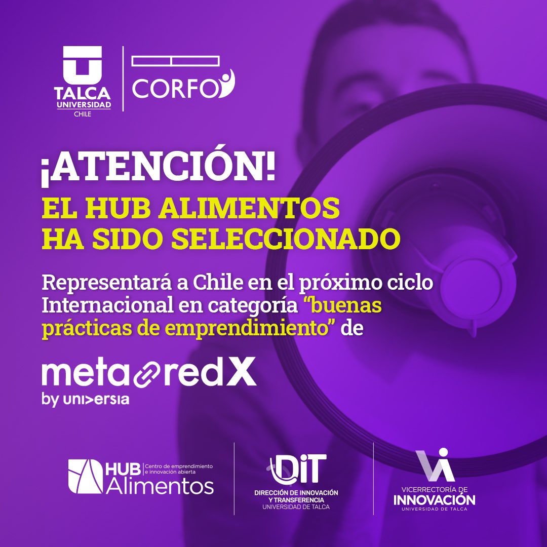 HubAlimentos (@hubalimentos) on Twitter photo Fuimos seleccionados entre varias UNIVERSIDADES IBEROAMERICANAS en @MetaRedX para representar a la @viutalca a <a href="/utalca/">Universidad de Talca</a> y a Chile por tener buenas prácticas de innovación y emprendimiento
Noticia completa: dit.utalca.cl/hub-alimentos-… Fuimos seleccionados entre varias UNIVERSIDADES IBEROAMERICANAS en @MetaRedX para representar a la @viutalca a <a href="/utalca/">Universidad de Talca</a> y a Chile por tener buenas prácticas de innovación y emprendimiento
Noticia completa: dit.utalca.cl/hub-alimentos-…