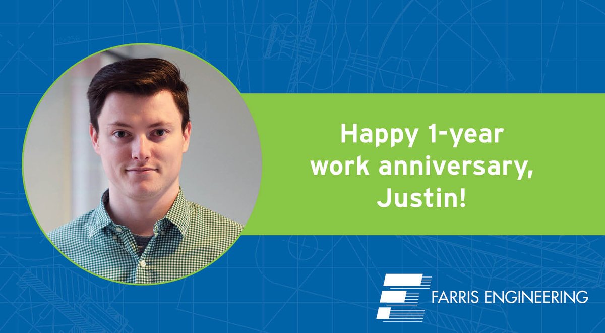 We’re a little late, but Congratulations Justin! 🙌

Justin celebrated his 1-year work anniversary with Farris Engineering in June. Thanks for providing quality engineering design services for our clients over the past year!