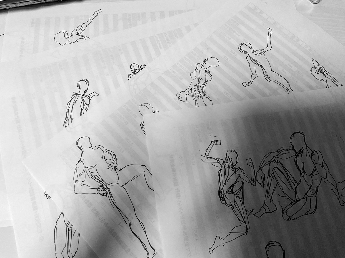 速書きするより筋肉まで描いた方がシルエットが理解できるし身になる気がしてきた 