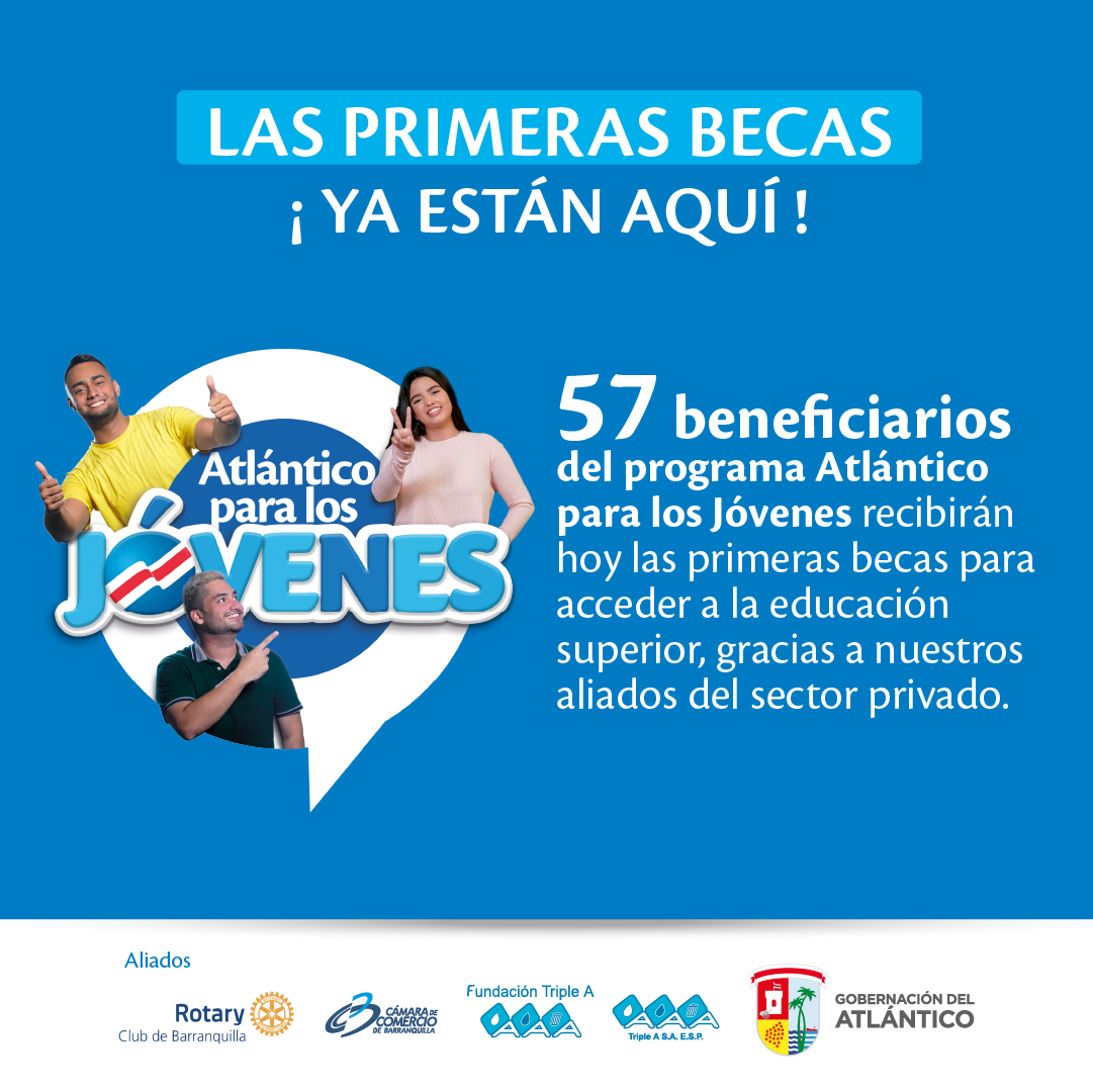 Gobatlantico's tweet photo. Así como Juan Camilo, 5⃣7⃣ jóvenes hacen realidad el sueño de ingresar a la educación superior. Gracias a nuestro programa #AtlánticoParaLosJóvenes y la alianza con instituciones educativas y empresas del Atlántico, otorgamos las primeras becas para su formación profesional. https://t.co/Mt8PYKmNU2