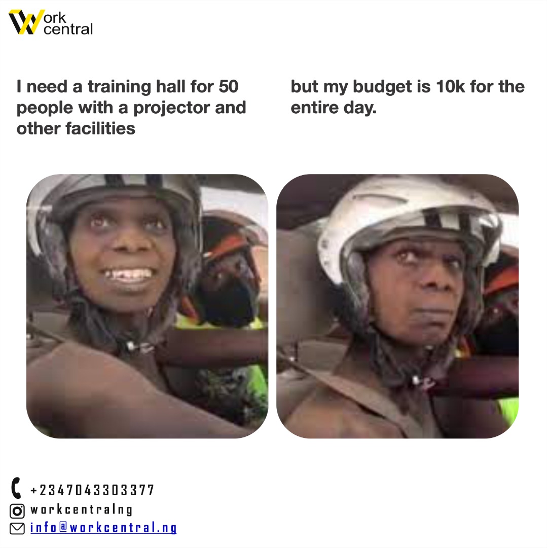 workcentralng's tweet image. 😑😑😑😑

#workcentral #trainingroom #traininghall #virtualoffices #virtualspace #privatespace #officespace #workspace #coworkingspace