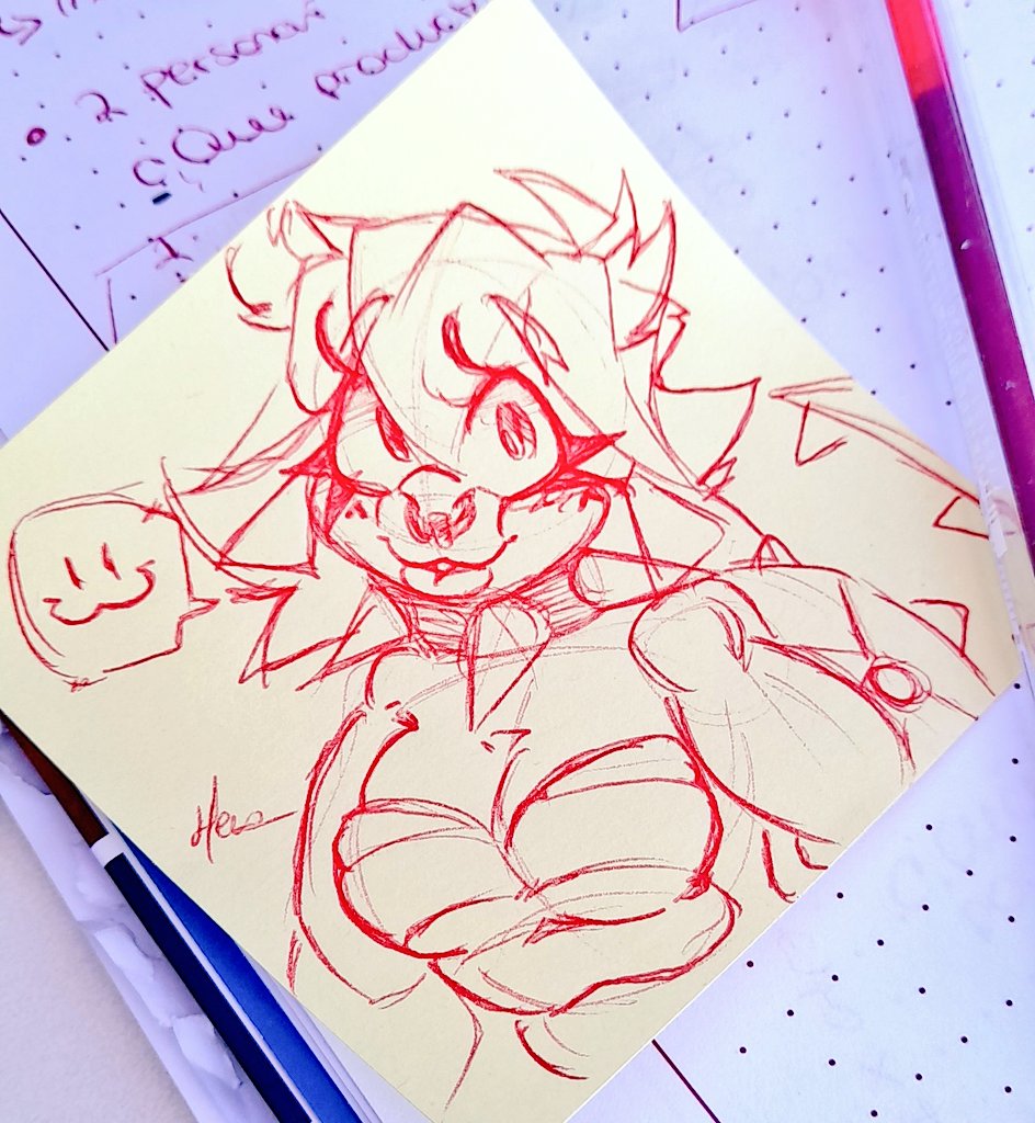 Kingofcoke5's tweet image. «Hey remember when you drew that Koopa sona?,  You should bring that back»
Here It is @BlackHornArts , say Hi to “Cherry von koopa”
#doodle #sketch #koopasona #traditionalart