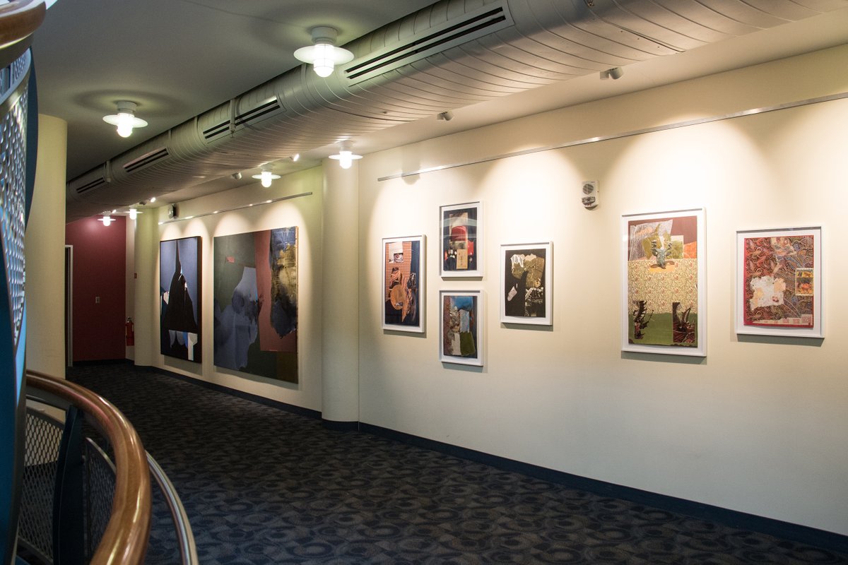 Paintings and collages have been installed on the 2nd floor of MD Anderson Library near Special Collections, adding to the current exhibit featuring works of Texas-born artist Dorothy Hood (1918-2000).