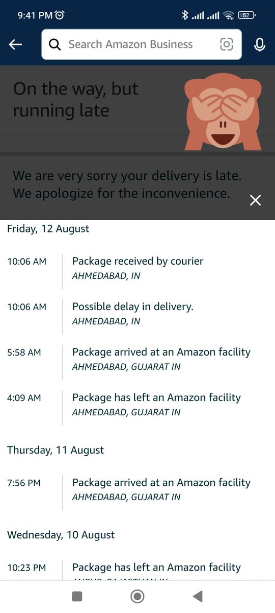 Seems there is a serious problem with <a href="/amazonIN/">Amazon India</a> delivery. Only a handful of parcels is coming on time. 

Kindly tag some senior officials if you them personally. I will start with <a href="/AmitAgarwal/">Amit Agarwal</a>