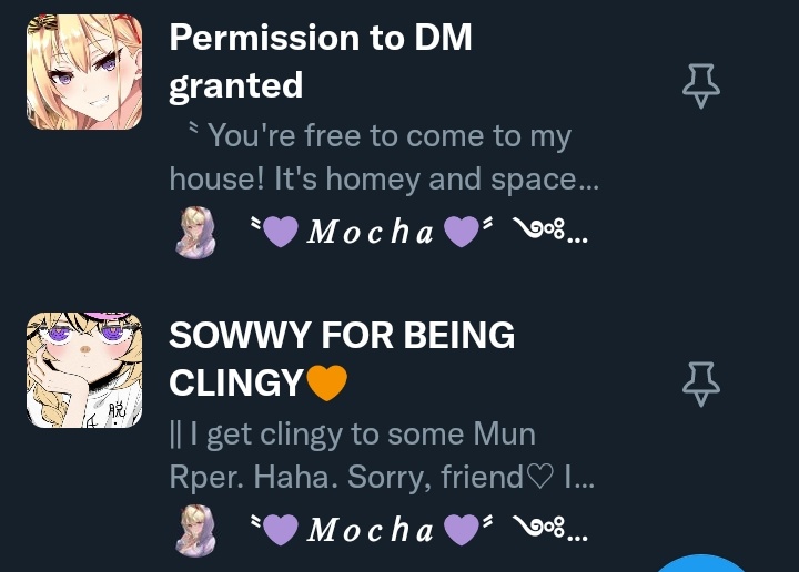 || Retweet so I can add ya guys in any of these list♡

I deleted the one ones.

Btw, the DM permission thing is just for new roleplayer. Don't worry.