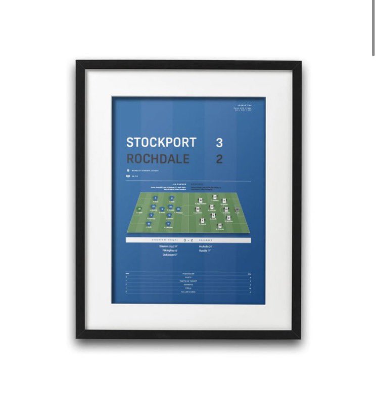 COMPETITION TIME 🎁 We’re teaming up with the lads at @statpad_ to giveaway a framed print of our iconic 2008 play off final win vs Rochdale! To enter… 👉 RT 👉 Follow us @CountyPodcast 👉 Follow @statpad_ Winner announced Sunday evening! #stockportcounty 💙