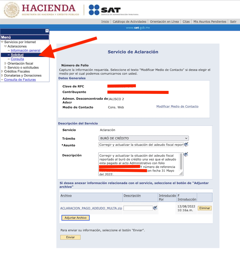 Solución del Buró de Crédito con el SAT (incluye escrito libre) buff.ly/3zR5bZZ