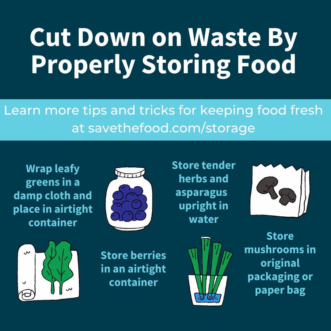 Did you know that you can extend the life of your food just by storing it properly? When we extend the life of our food we reduce the amount of food entering our waste stream. Learn tips and tricks for keeping your food fresh at savethefood.com/storage.