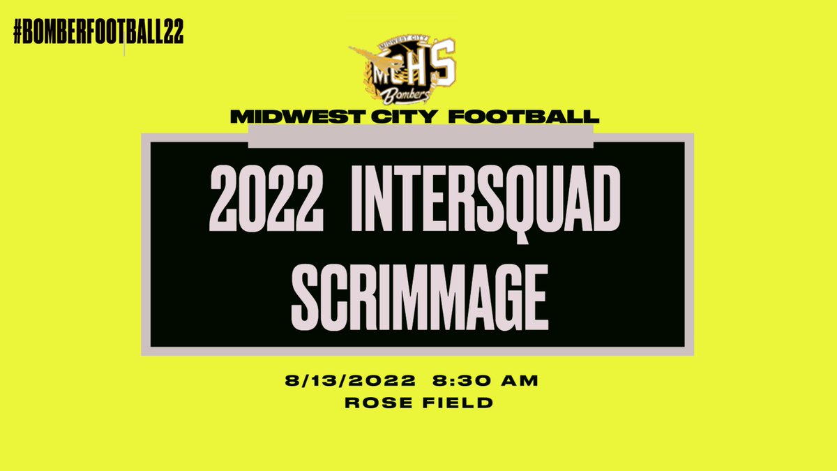Tyler Caid (@tcaid) on Twitter photo Check out BOMBER FOOTBALL this weekend, information is below. <a href="/MidDelAthletics/">Mid-Del Athletics</a> <a href="/Darrell26236113/">Darrell Hall</a> <a href="/LoweRandon/">Randon Lowe</a> <a href="/LastLetterC/">(DBC) Dominque Barnes-Carn</a> <a href="/CoachD777/">Chauncey Dana</a> <a href="/coachmitchell17/">John Mitchell</a>
#BOMBERFOOTBALL22 Check out BOMBER FOOTBALL this weekend, information is below. <a href="/MidDelAthletics/">Mid-Del Athletics</a> <a href="/Darrell26236113/">Darrell Hall</a> <a href="/LoweRandon/">Randon Lowe</a> <a href="/LastLetterC/">(DBC) Dominque Barnes-Carn</a> <a href="/CoachD777/">Chauncey Dana</a> <a href="/coachmitchell17/">John Mitchell</a>
#BOMBERFOOTBALL22