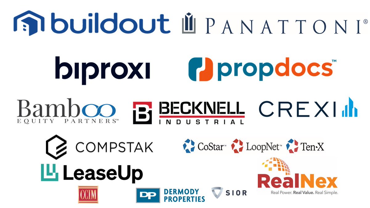 CORFACIntl's tweet photo. Thank you to our 2022 Fall Summit sponsors...check out these top CRE service providers! #buildout #panattoni #biproxi #propdocs #bambooequitypartners #becknellindustrial #crexi #compstak #costar #leaseup #cciminstitute #dermodyproperties #sior #realnex https://t.co/NAl3CE1UQ1 https://t.co/CWFjRJ1FWV